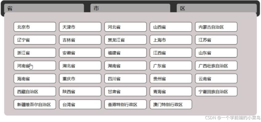 js实现省市区三级联动非select下拉框版