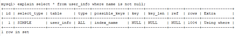 mysql IS NULL使用索引案例讲解