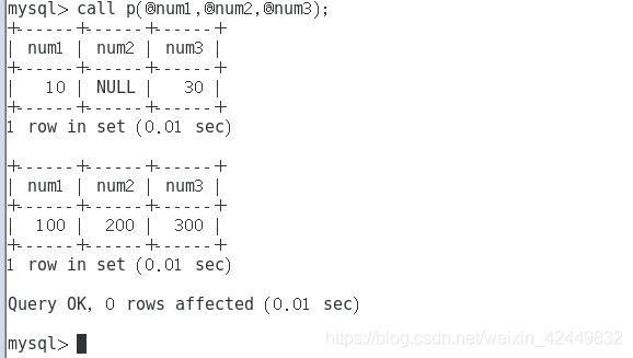 MySQL存储过程in、out和inout参数示例和总结