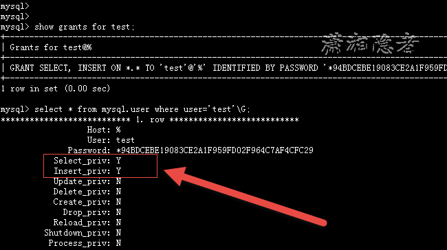 mysql语句查询用户权限过程详解