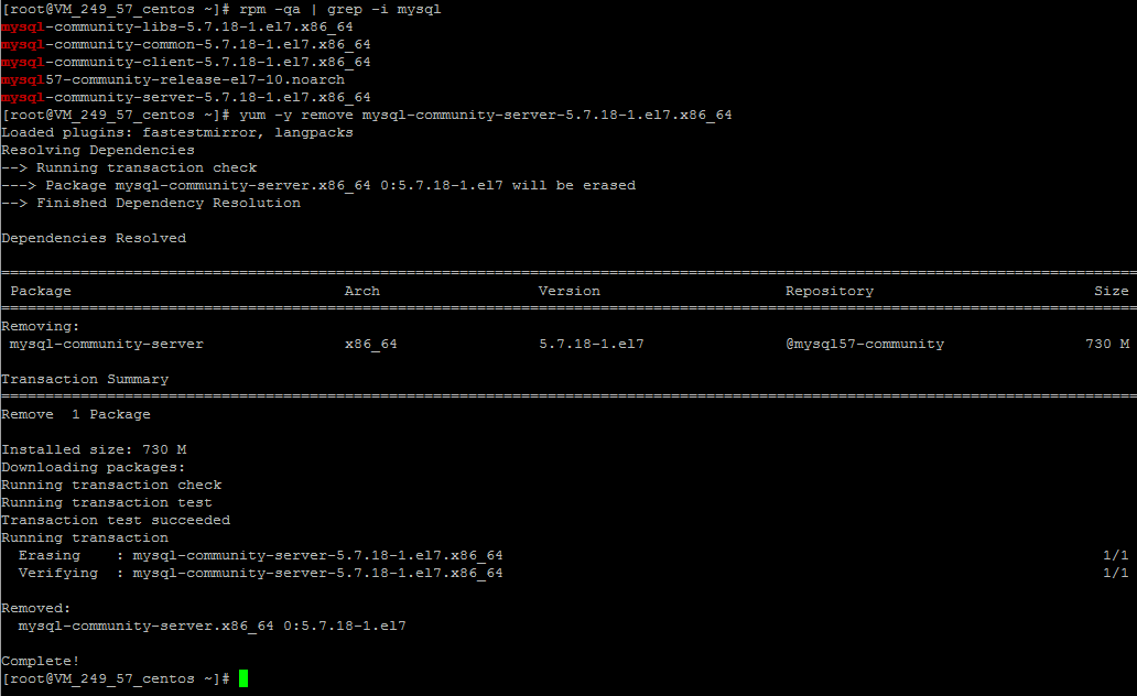 Linux下MySQL5.7.18 yum方式从卸载到安装过程图解