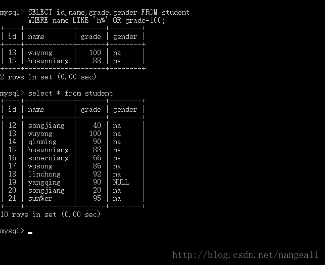 MySql带OR关键字的多条件查询语句