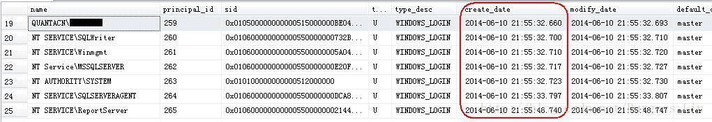 获取SQL Server2014的安装时间